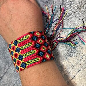 Colorful Woven Bracelet Cuff 2 inch